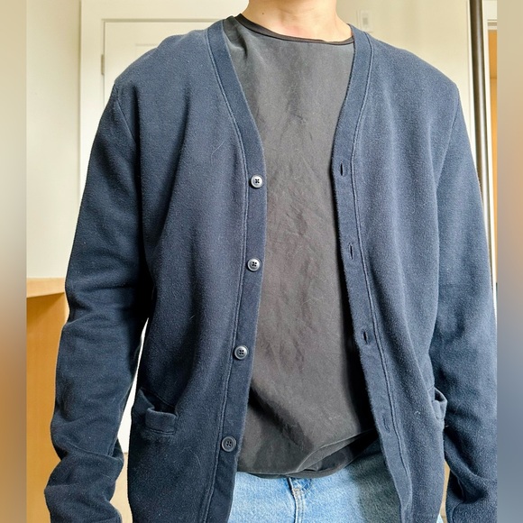 Navy Blue Cardigan 100% Cotton - Picture 3 of 4